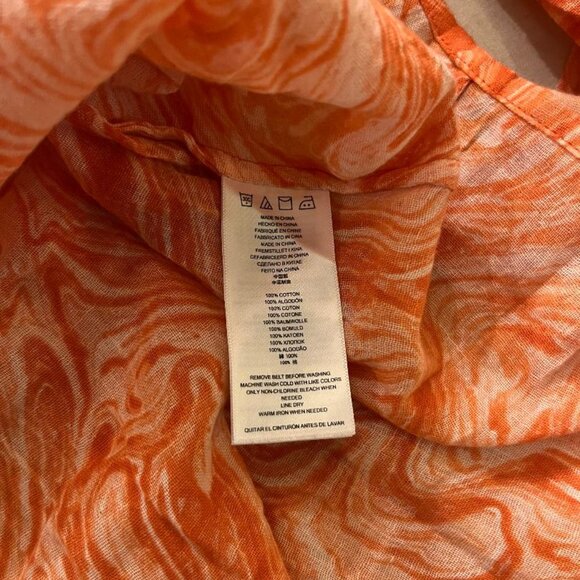 MICHAEL KORS Psychodelic Orange Long Sleeve Peasant Blouse with Rope Belt Size M - Picture 9 of 9